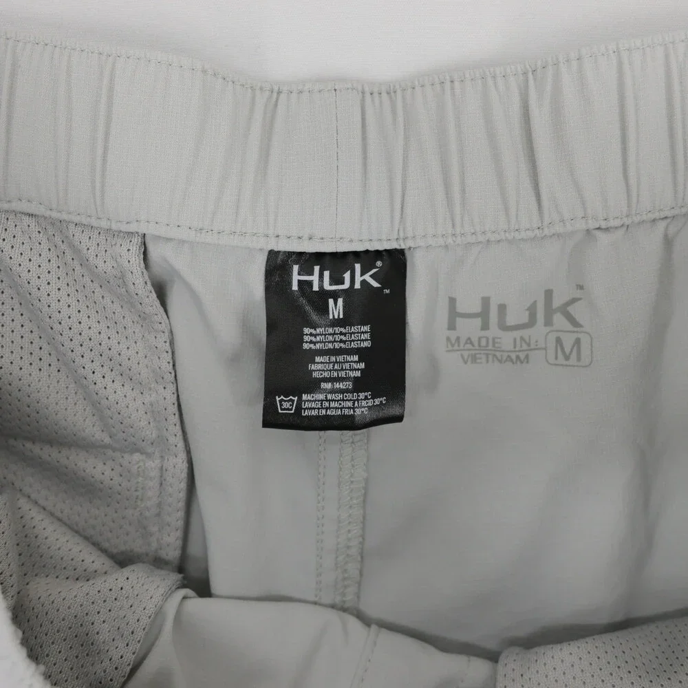 Huk Creekbed Shorts Mens M Gray Belted Cargo Fishing Performance Elastic Waist
